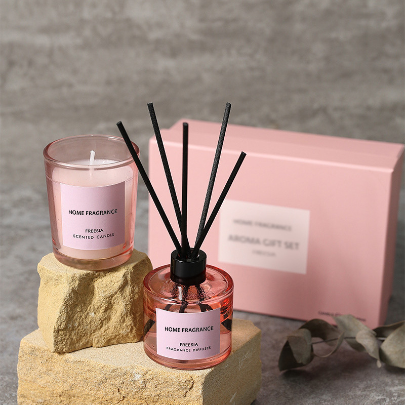 Home Fragrance Premium - プレミアムリードディフューザーとキャンドルギフトセット、長持ちする香り付きフレグランス詰め替え、自宅、オフィス、スパ、パーティー、ギフトに