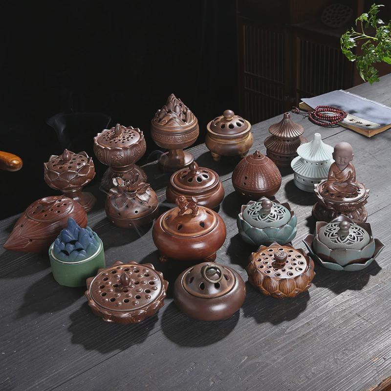 Home Fragrance Zen - 屋内用セラミック香炉家庭用白檀香炉禅スタイルレトロ装飾品香りディフューザー