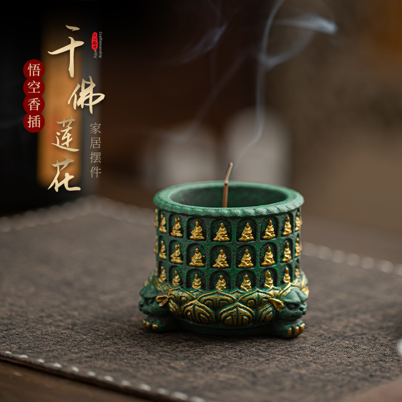 Home Fragrance Zen - 青砂石千仏蓮香入れ禅家庭茶卓飾り香炉茶道用品香炉