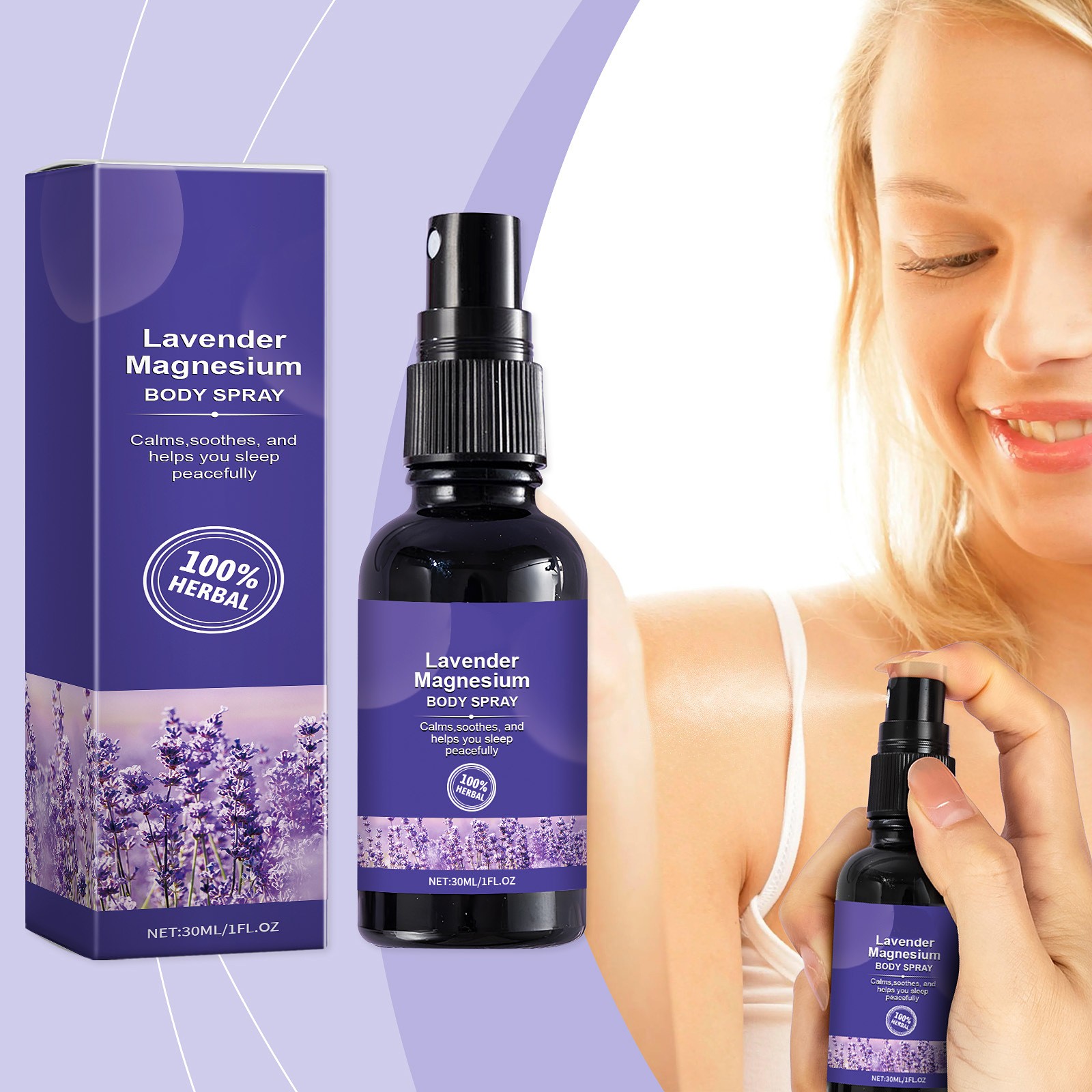 Lavender Pillow Spray - ラベンダーの睡眠用スプレー,睡眠用,アロマテラピー用,30ml