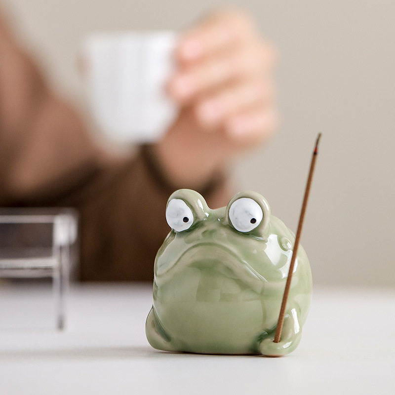 クリエイティブなセラミック製カエル型香炉、卓上禅ティーポット - Home Fragrance Zen のレビューと価格